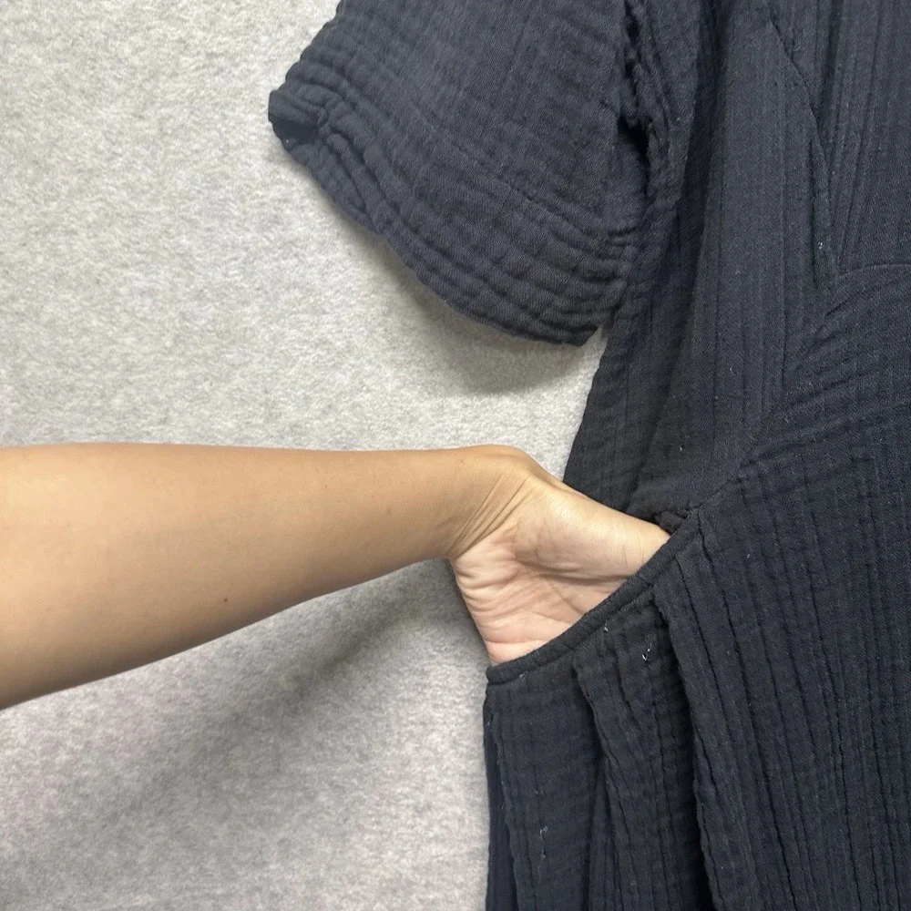 ▪️🖤 Free People Black Textured Linen Midi Dress‎ (with pockets!!) 🖤▪️
